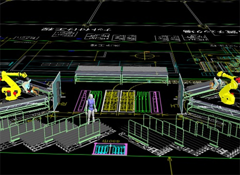 Assembling production line simulation image